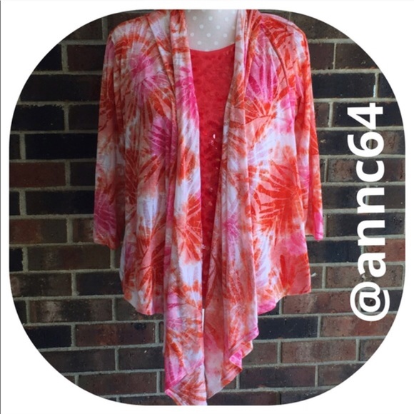 Ruby Rd. Waterfall Collar Cardigan Size M S29 - Picture 2 of 4